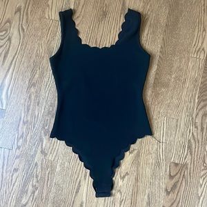 Shein Black Ruffled Bodysuit